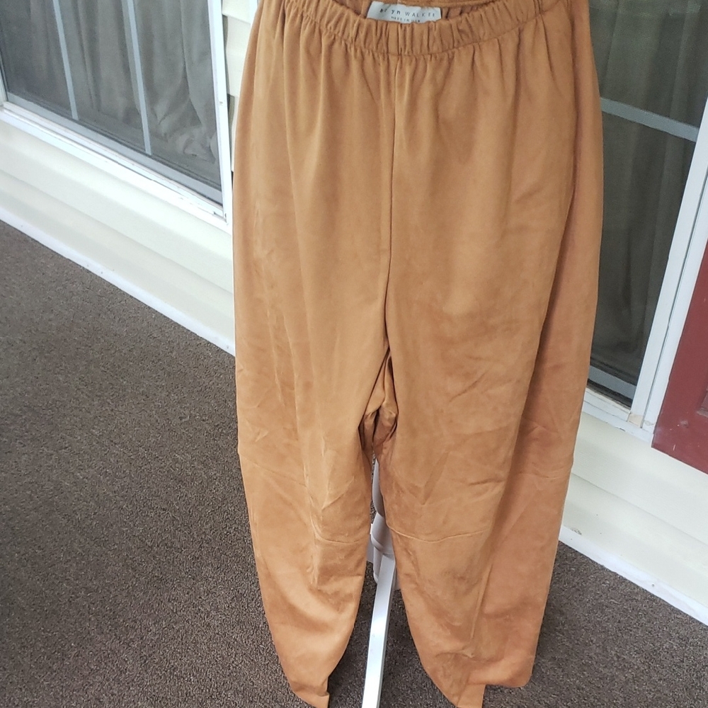 BRYN WALKER Plus Oliver Faux Leather Suede Latern Tan Pants